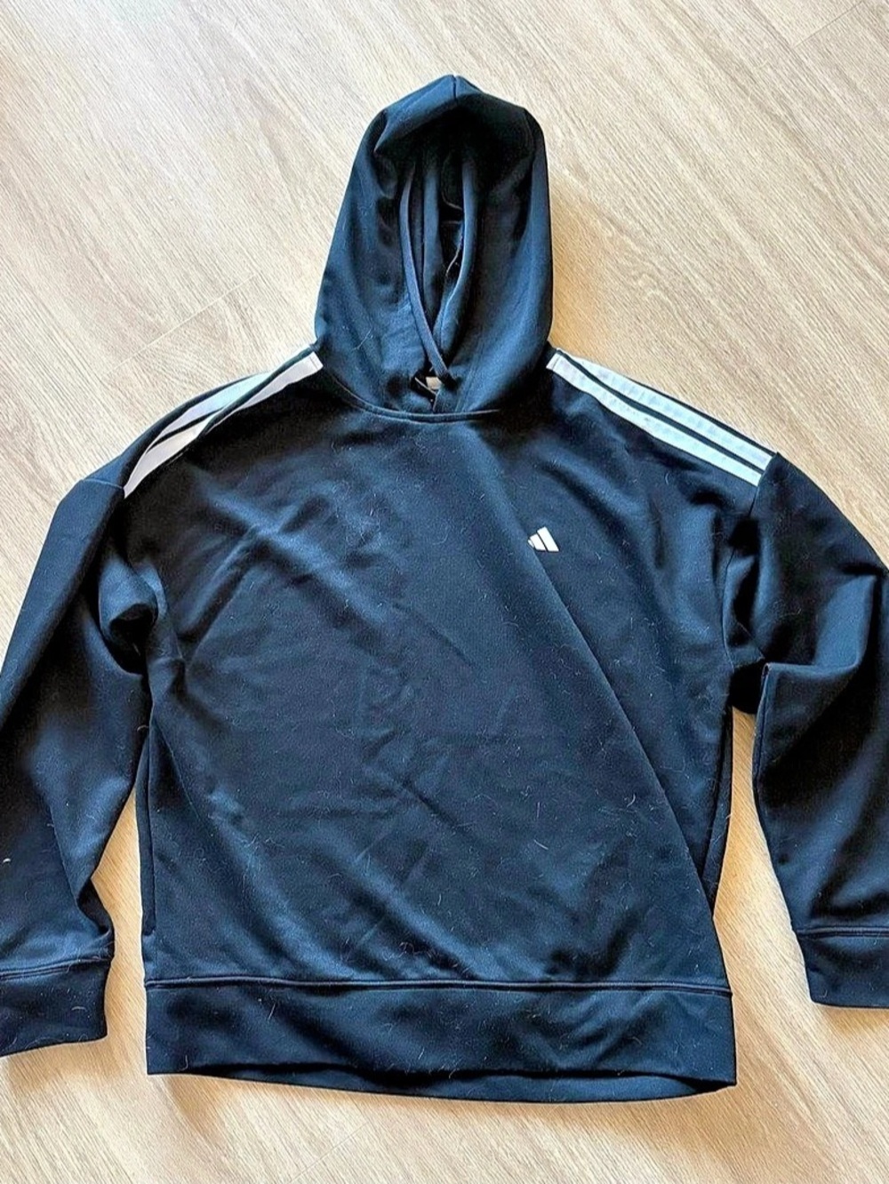 Adidas Black 3-Stripes Pullover Hoodie